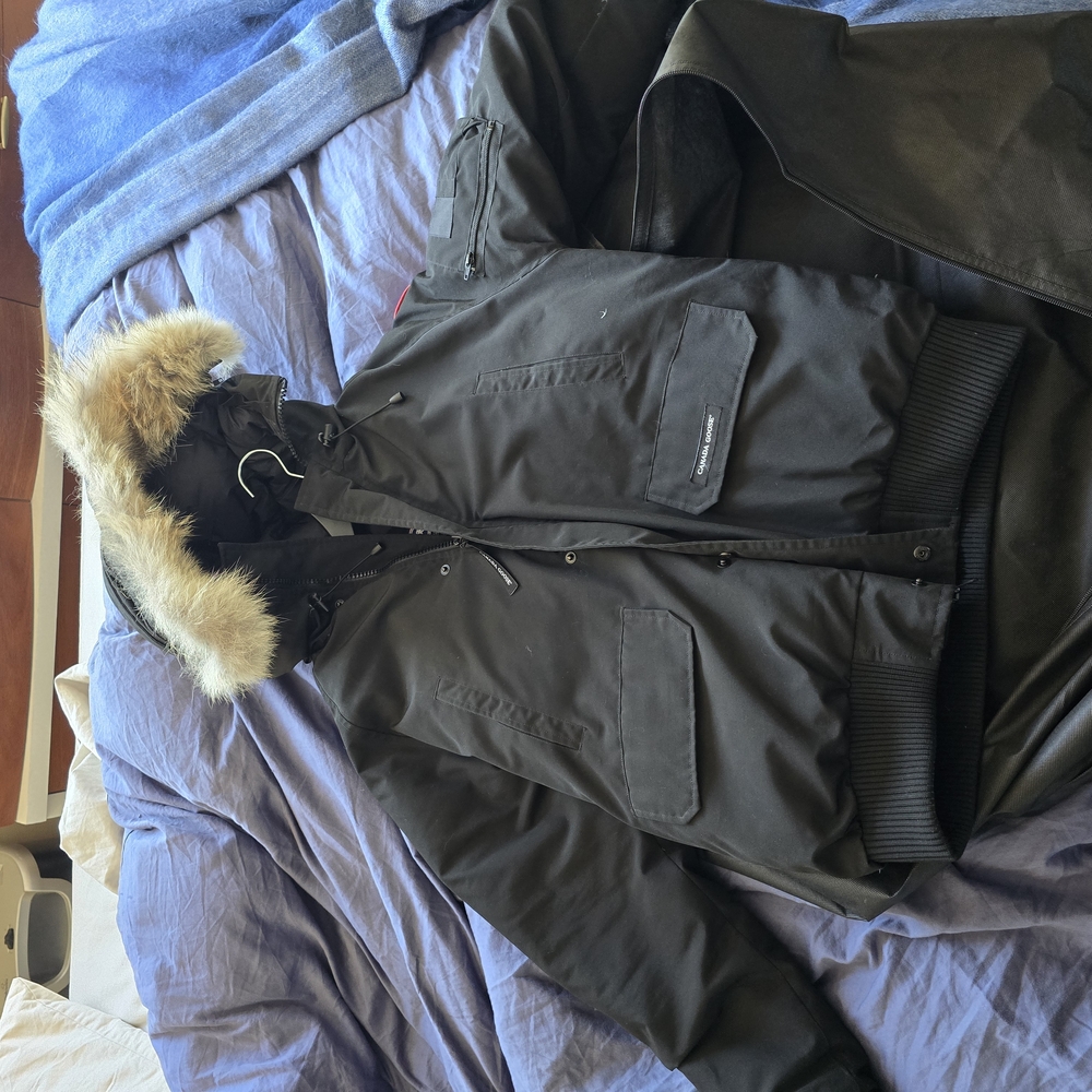 Black Fur-Trimmed Hooded Jacket